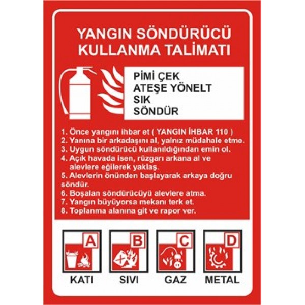 YANGIN SÖNDÜRÜCÜ KULLANMA TALİMATI